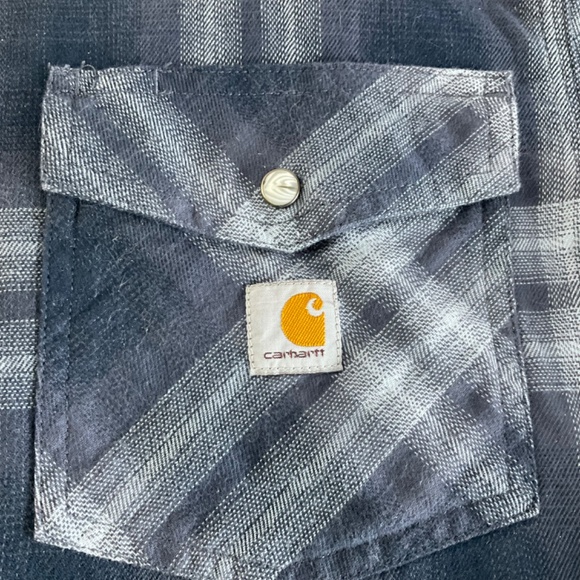 CARHARTT MENS RUGGED FLEX PLAID LONG-SLEEVED SNAP FRONT FLANNEL SHIRT EUC SMALL - Picture 5 of 13